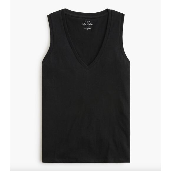 J.Crew Slub Cotton V Neck Tank Top Black Basics Lightweight Relaxed Medium NWT - Picture 3 of 10